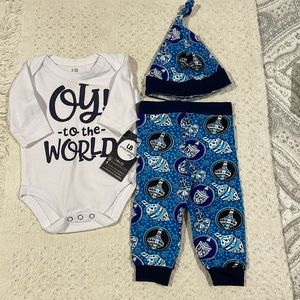 Oy to the World Infant 3 Piece Hanukkah Dreidel Outfit 3M NWT
